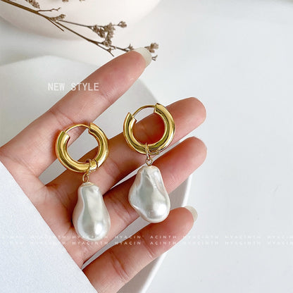 Statement Minimalist Gold Silver Color Mixed Solid Heart Pendant Hoop Earrings Street Style Korean Fashion Jewelry